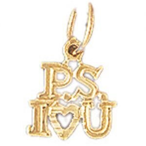 P.S L Love You Pendant Necklace Charm Bracelet in Yellow, White or Rose Gold 10166