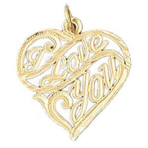 I Love You Pendant Necklace Charm Bracelet in Yellow, White or Rose Gold 10168