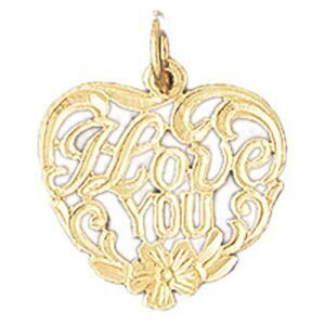 I Love You Pendant Necklace Charm Bracelet in Yellow, White or Rose Gold 10169