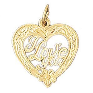I Love You Pendant Necklace Charm Bracelet in Yellow, White or Rose Gold 10170