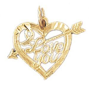 I Love You Pendant Necklace Charm Bracelet in Yellow, White or Rose Gold 10173