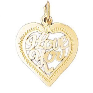 I Love You Pendant Necklace Charm Bracelet in Yellow, White or Rose Gold 10174