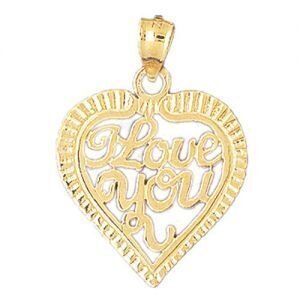 I Love You Pendant Necklace Charm Bracelet in Yellow, White or Rose Gold 10175
