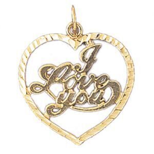 I Love You Pendant Necklace Charm Bracelet in Yellow, White or Rose Gold 10176