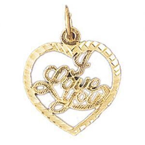 I Love You Pendant Necklace Charm Bracelet in Yellow, White or Rose Gold 10177