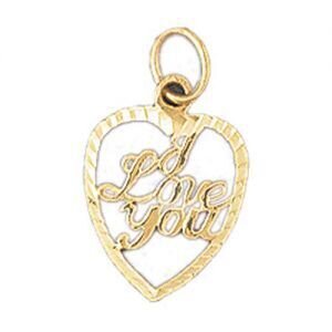 I Love You Pendant Necklace Charm Bracelet in Yellow, White or Rose Gold 10178