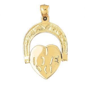 I Love You Pendant Necklace Charm Bracelet in Yellow, White or Rose Gold 10180