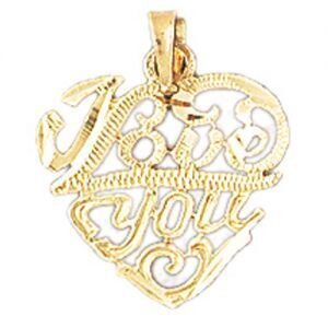 I Love You Pendant Necklace Charm Bracelet in Yellow, White or Rose Gold 10181