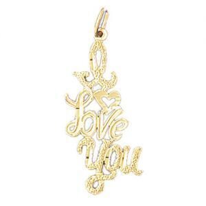 I Love You Pendant Necklace Charm Bracelet in Yellow, White or Rose Gold 10186