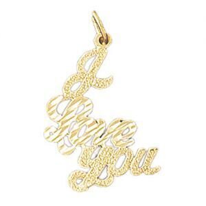 I Love You Pendant Necklace Charm Bracelet in Yellow, White or Rose Gold 10187