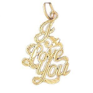 I Love You Pendant Necklace Charm Bracelet in Yellow, White or Rose Gold 10190