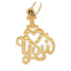 I Love You Pendant Necklace Charm Bracelet in Yellow, White or Rose Gold 10192