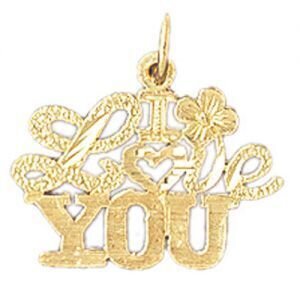 I Love You Pendant Necklace Charm Bracelet in Yellow, White or Rose Gold 10194