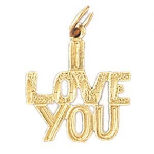 I Love You Pendant Necklace Charm Bracelet in Yellow, White or Rose Gold 10195