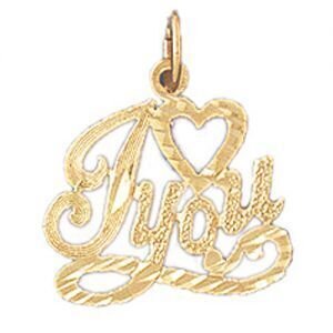I Love You Pendant Necklace Charm Bracelet in Yellow, White or Rose Gold 10196