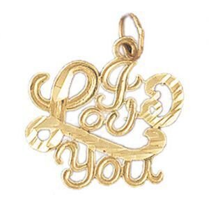 I Love You Pendant Necklace Charm Bracelet in Yellow, White or Rose Gold 10197