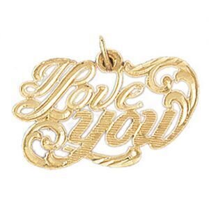 I Love You Pendant Necklace Charm Bracelet in Yellow, White or Rose Gold 10198