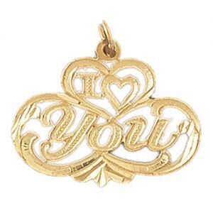 I Love You Pendant Necklace Charm Bracelet in Yellow, White or Rose Gold 10199