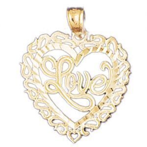 Love Pendant Necklace Charm Bracelet in Yellow, White or Rose Gold 10203