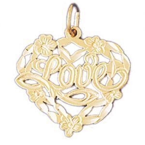Love Pendant Necklace Charm Bracelet in Yellow, White or Rose Gold 10204