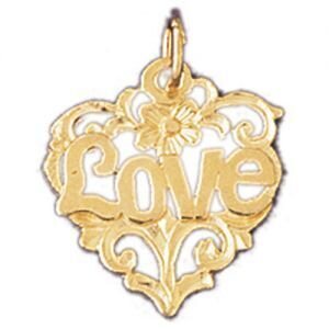 Love Pendant Necklace Charm Bracelet in Yellow, White or Rose Gold 10206