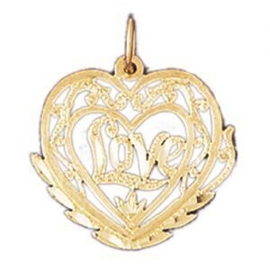 Love Pendant Necklace Charm Bracelet in Yellow, White or Rose Gold 10207