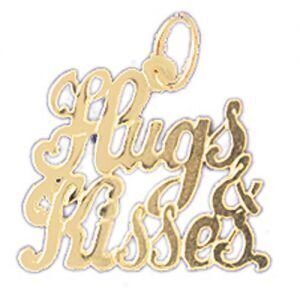 Hugs And Kisses Pendant Necklace Charm Bracelet in Yellow, White or Rose Gold 10227