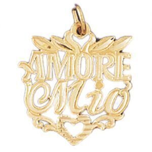 Amor Mio Pendant Necklace Charm Bracelet in Yellow, White or Rose Gold 10236