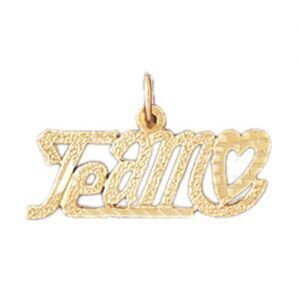 Te Amo Pendant Necklace Charm Bracelet in Yellow, White or Rose Gold 10240