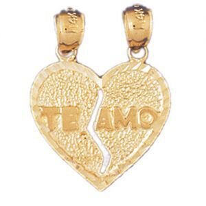 Te Amo Pendant Necklace Charm Bracelet in Yellow, White or Rose Gold 10243