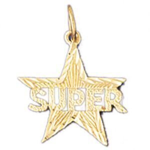 Super Star Pendant Necklace Charm Bracelet in Yellow, White or Rose Gold 10244