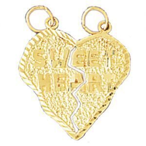 Sweet Heart Pendant Necklace Charm Bracelet in Yellow, White or Rose Gold 10275
