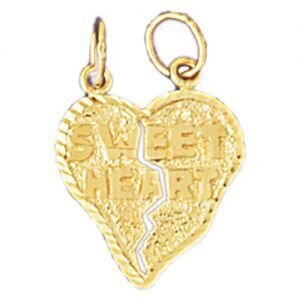 Sweet Heart Pendant Necklace Charm Bracelet in Yellow, White or Rose Gold 10276