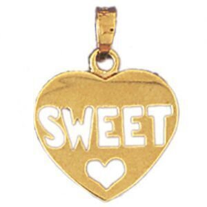 Sweet Heart Pendant Necklace Charm Bracelet in Yellow, White or Rose Gold 10279