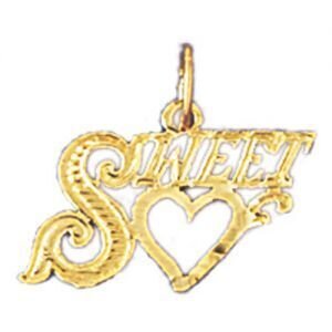 Sweet Heart Pendant Necklace Charm Bracelet in Yellow, White or Rose Gold 10284