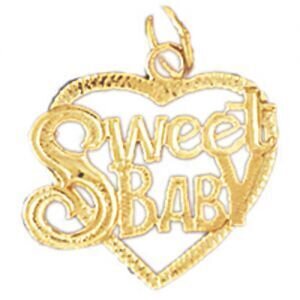 Sweet Baby Pendant Necklace Charm Bracelet in Yellow, White or Rose Gold 10292