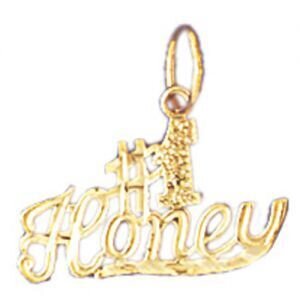 Number One Honey Pendant Necklace Charm Bracelet in Yellow, White or Rose Gold 10295
