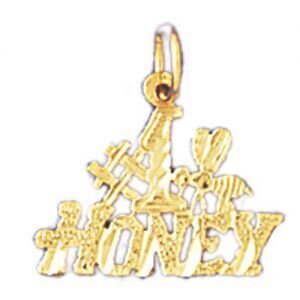 Number One Honey Pendant Necklace Charm Bracelet in Yellow, White or Rose Gold 10296