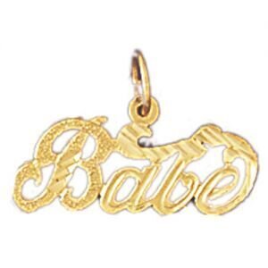 Babe Pendant Necklace Charm Bracelet in Yellow, White or Rose Gold 10298
