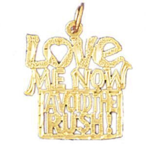 Dazzlers Jewelry Love Me Now Avoid The Rush Pendant Necklace Charm Bracelet in Yellow, White or Ros…