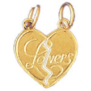 Lovers Pendant Necklace Charm Bracelet in Yellow, White or Rose Gold 10303