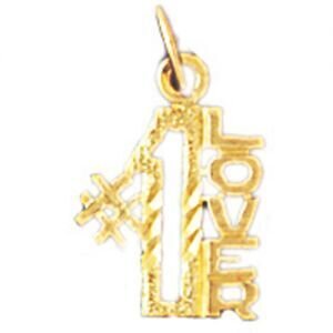 Number One Lover Pendant Necklace Charm Bracelet in Yellow, White or Rose Gold 10305