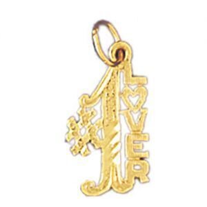 Number One Lover Pendant Necklace Charm Bracelet in Yellow, White or Rose Gold 10306
