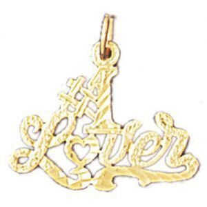Number One Lover Pendant Necklace Charm Bracelet in Yellow, White or Rose Gold 10307