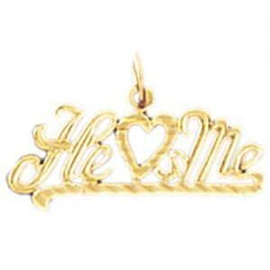 He Loves Me Pendant Necklace Charm Bracelet in Yellow, White or Rose Gold 10312
