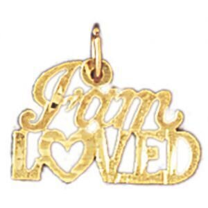 I Am Loved Pendant Necklace Charm Bracelet in Yellow, White or Rose Gold 10313