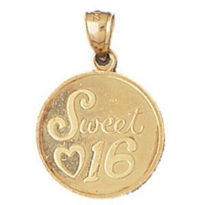 Sweet Sixteen Pendant Necklace Charm Bracelet in Yellow, White or Rose Gold 10314