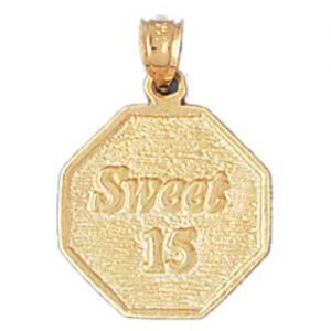 Sweet Sixteen Pendant Necklace Charm Bracelet in Yellow, White or Rose Gold 10315