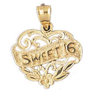 Sweet Sixteen Pendant Necklace Charm Bracelet in Yellow, White or Rose Gold 10323