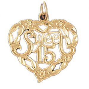 Sweet Sixteen Pendant Necklace Charm Bracelet in Yellow, White or Rose Gold 10327